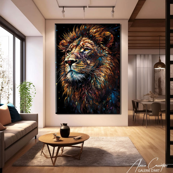 tableau lion portrait