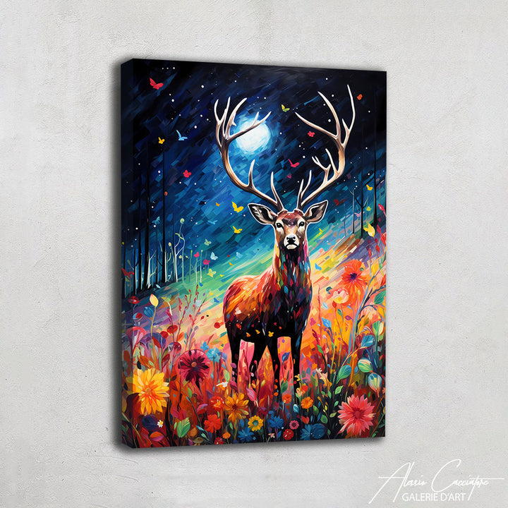 tableau cerf multicolore