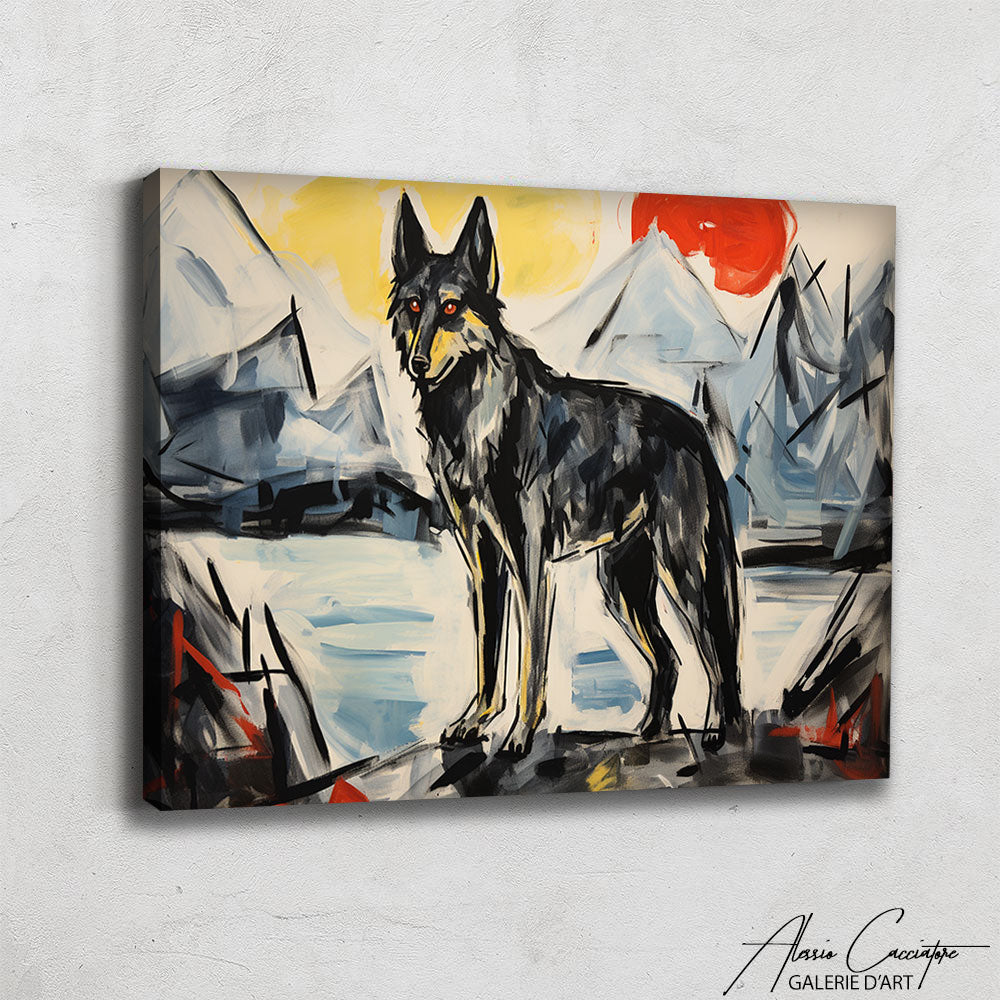 tableau mural loup