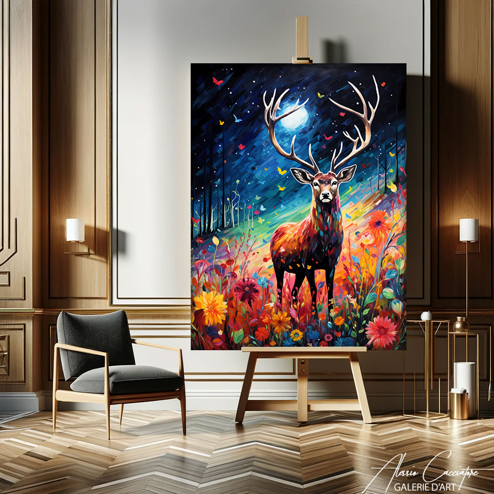 tableau cerf peinture