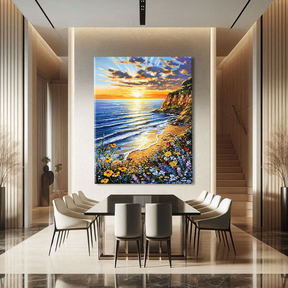 TABLEAU BORD DE MER FLORAL
