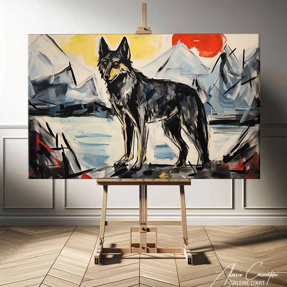 tableau mural loup