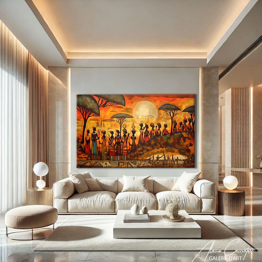tableau art africain peinture – mise en situation