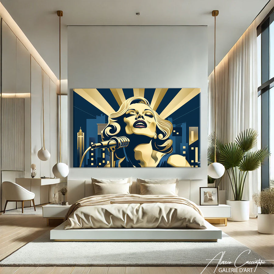 Tableau Art Déco Chambre – mise en situation
