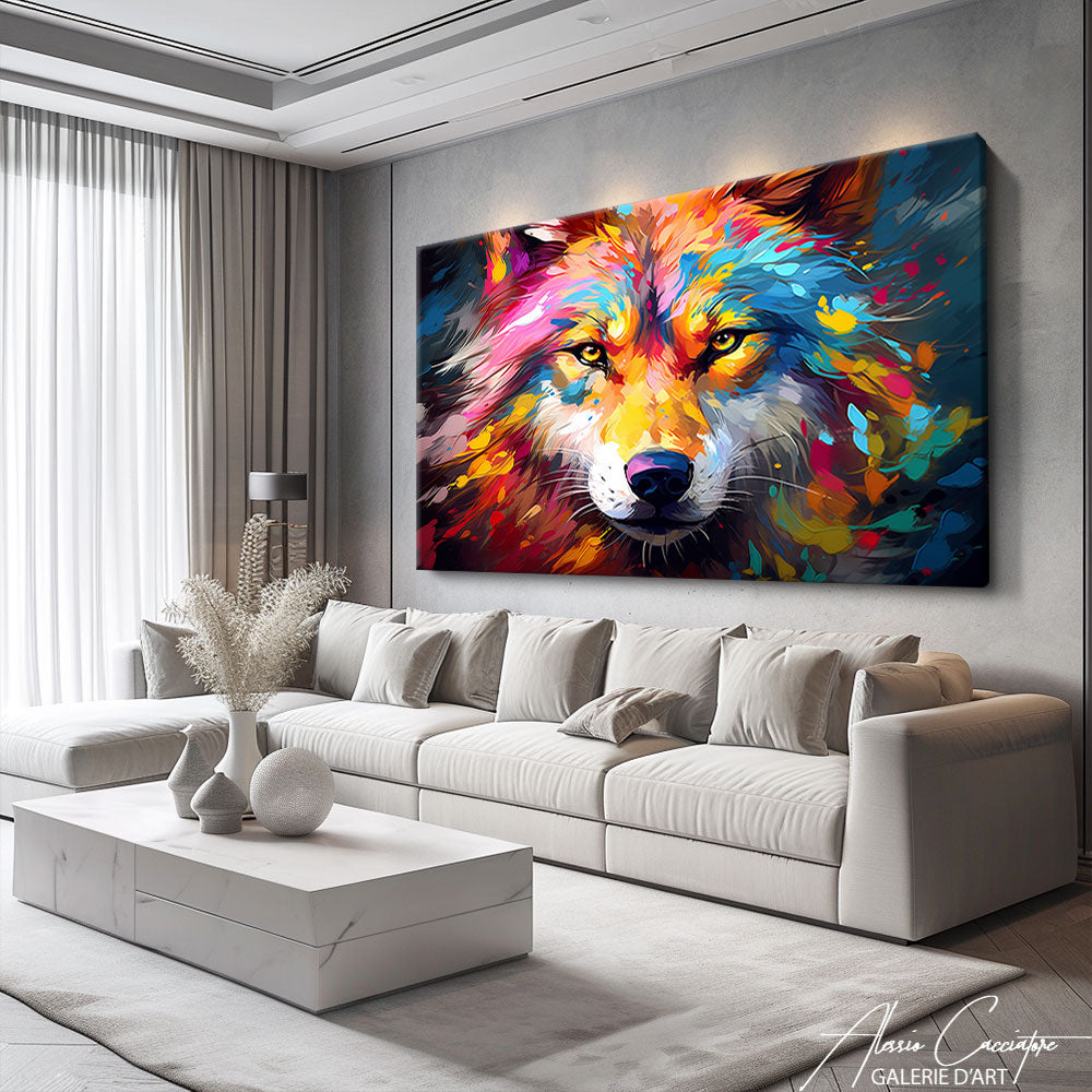 tableau loup couleur
