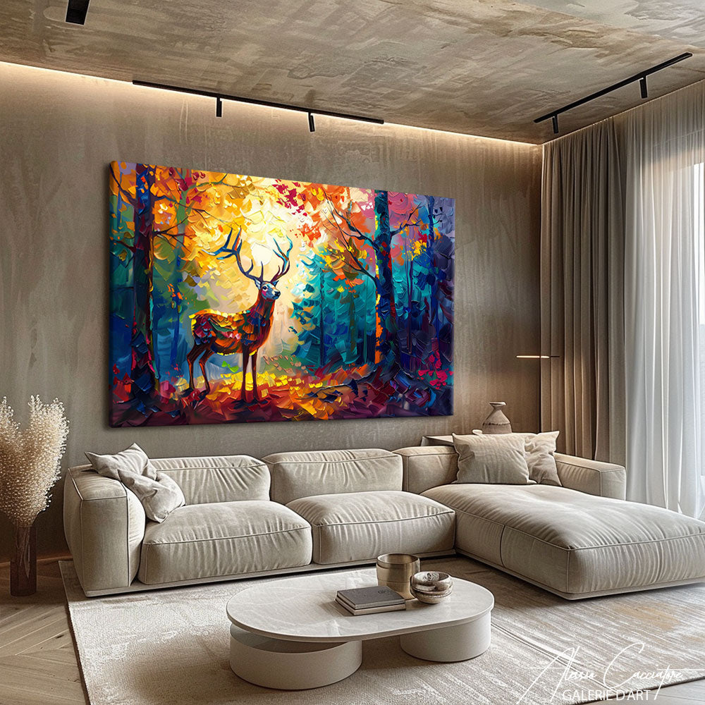 tableau cerf abstrait 