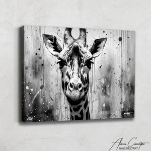 tableau girafe noir et blanc