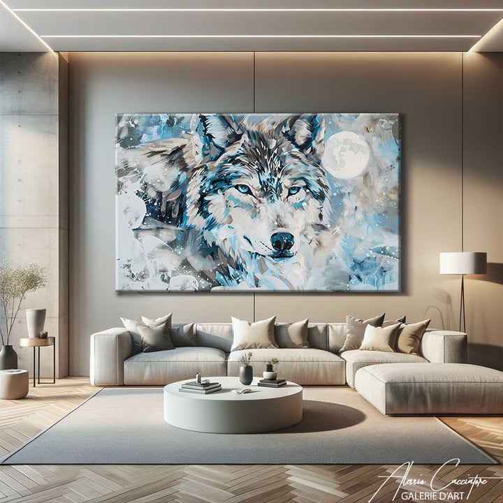 tableau loup abstrait