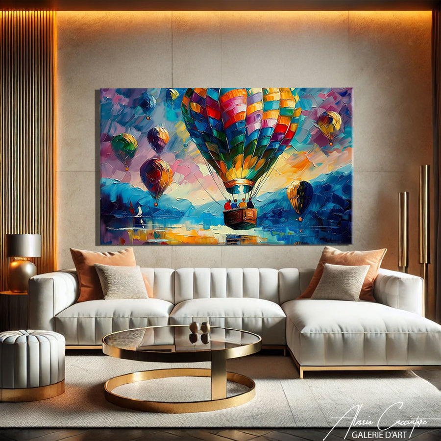 TABLEAU MONTGOLFIÈRE COLORÉ
 – mise en situation