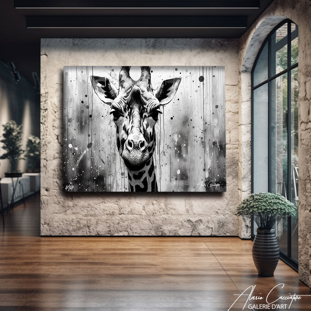 poster girafe noir et blanc