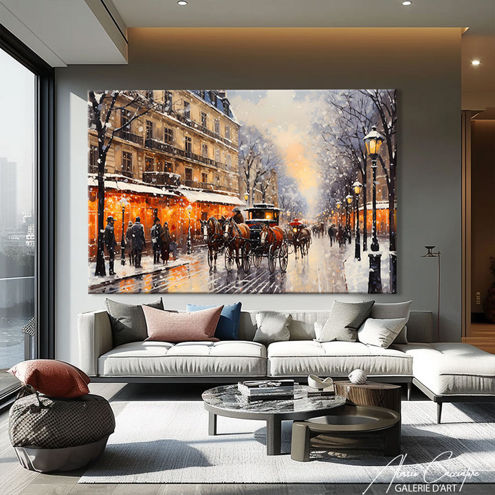 tableau paris sous la neige