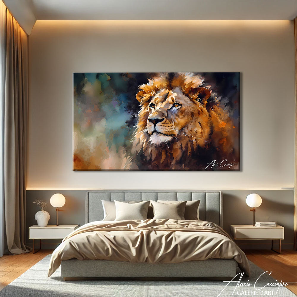 tableau lion moderne