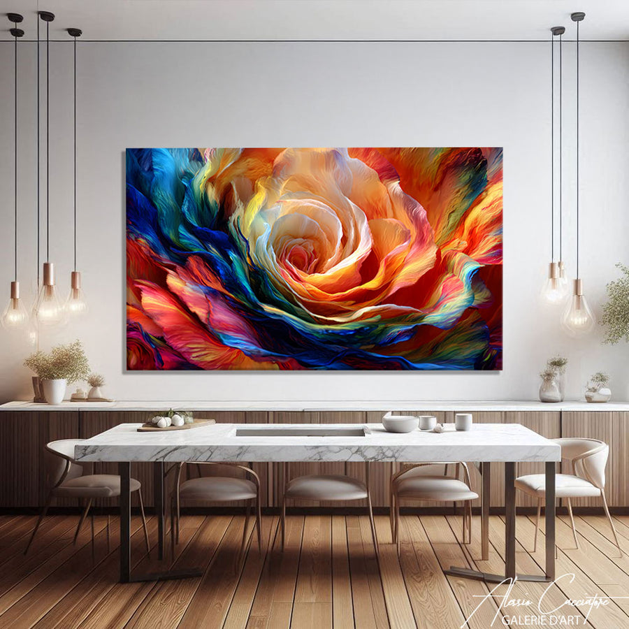 Tableau Fleur Contemporain – mise en situation