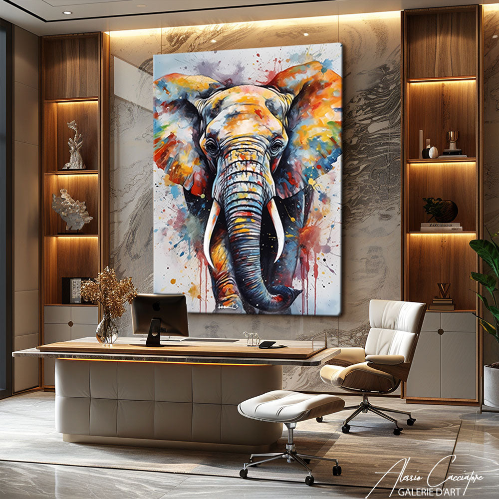 tableau elephant peintre