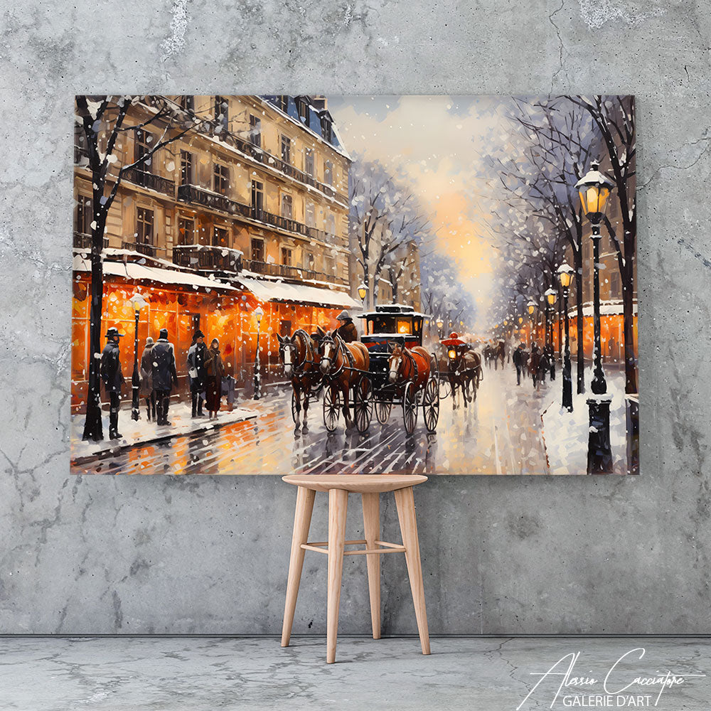 tableau paris sous la neige