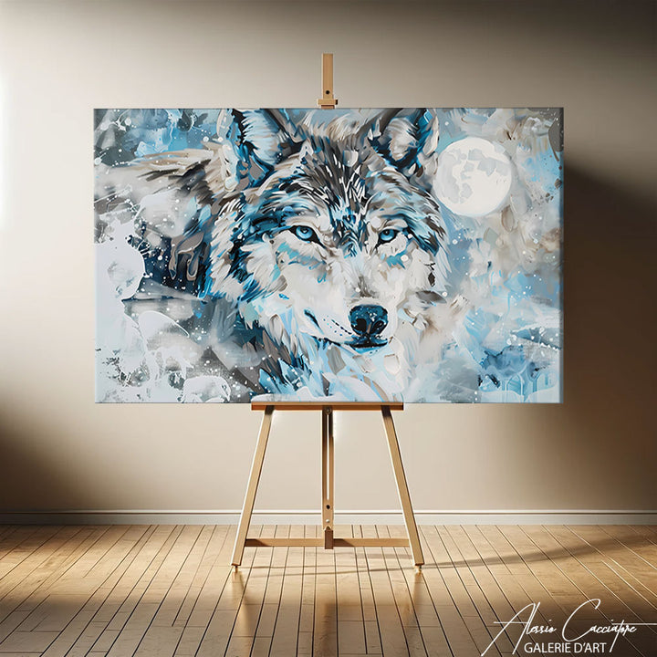 tableau loup peinture