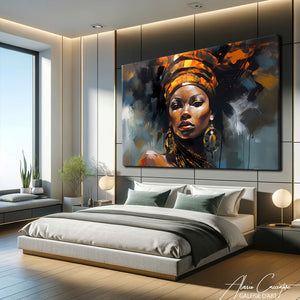 tableau femme africaine abstrait