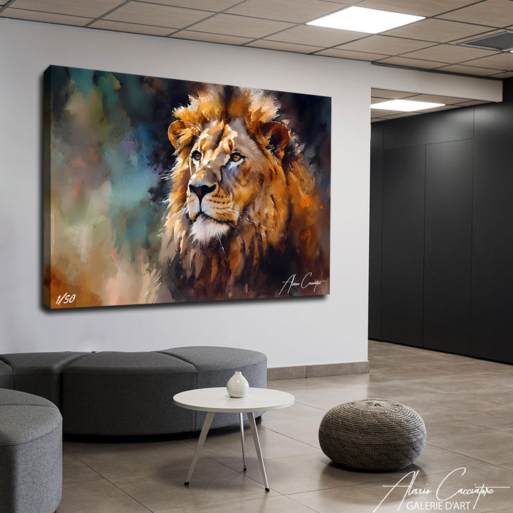 tableau lion peinture