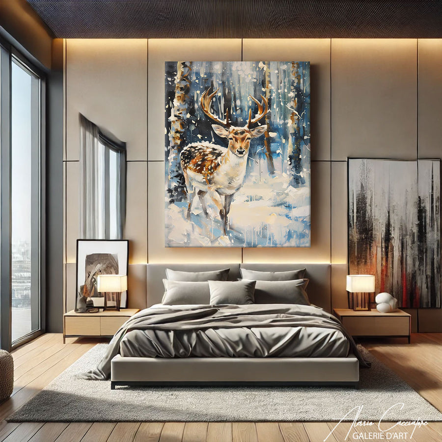 Tableau Cerf Neige
 – mise en situation