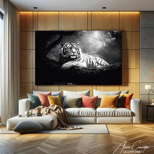 tableau tigre noir et blanc