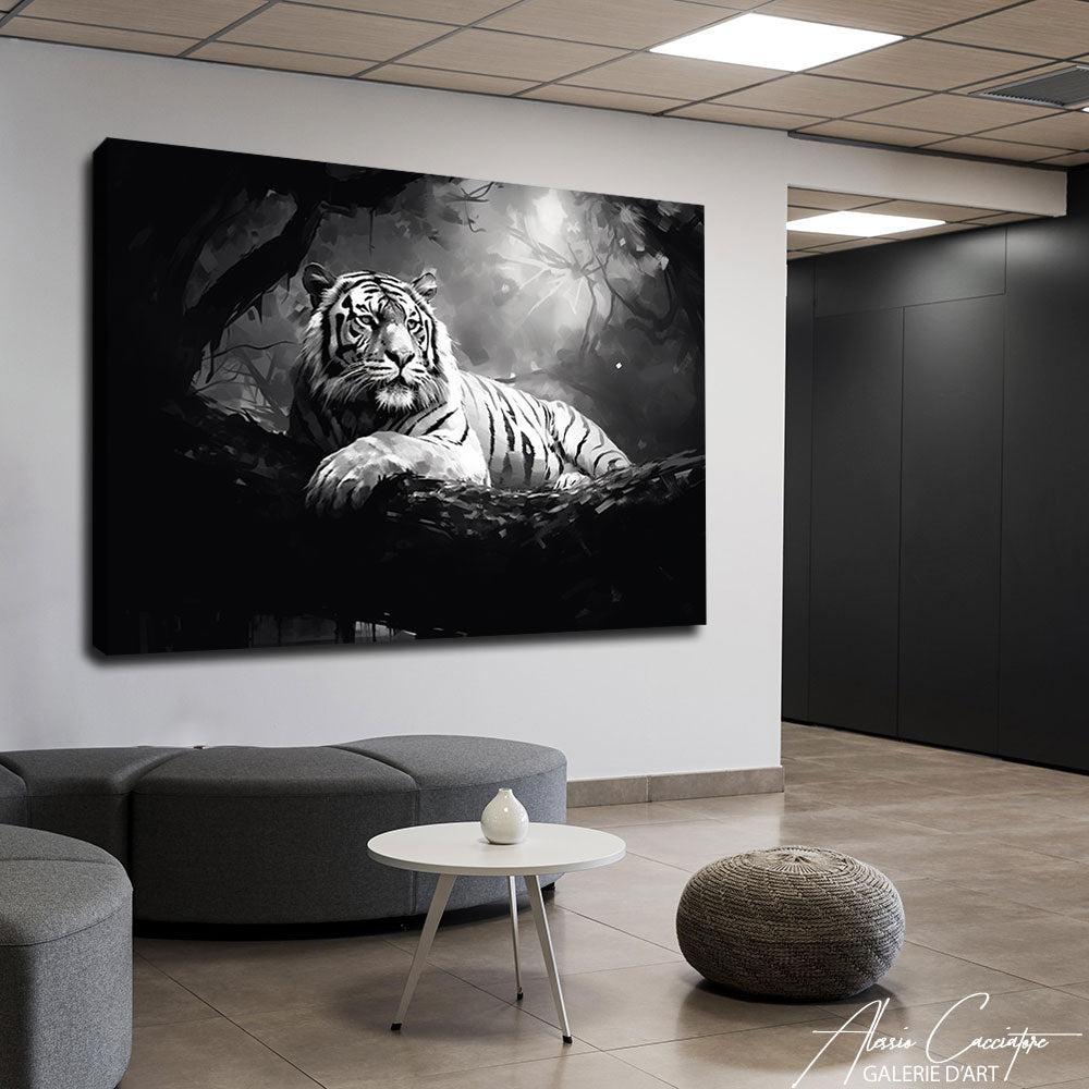 peinture tigre noir et blanc
