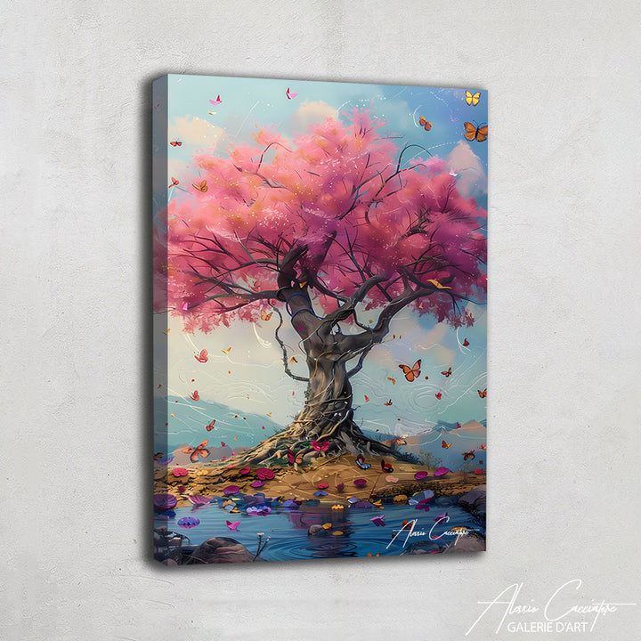 tableau arbre de vie rose
