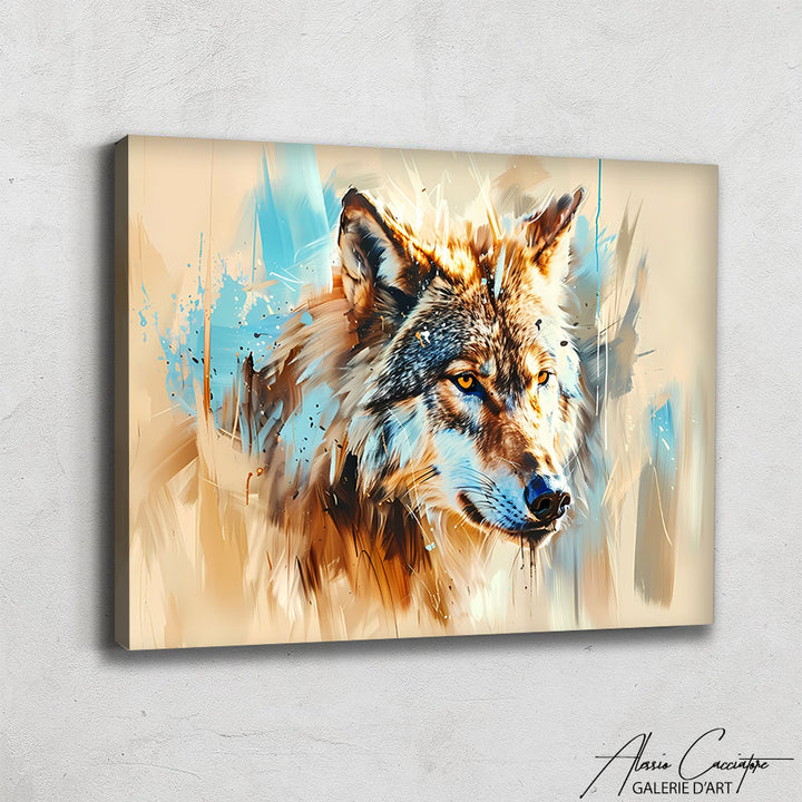 Peinture loup sur toile