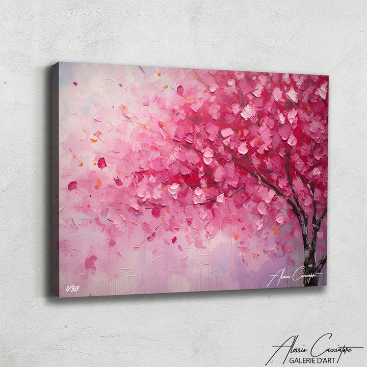 tableau peinture cerisier japonais