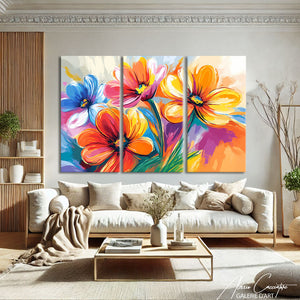 Tableau triptyque fleurs
