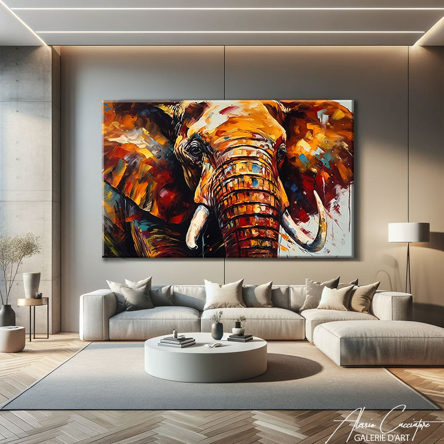 Tableau Tête Éléphant – mise en situation