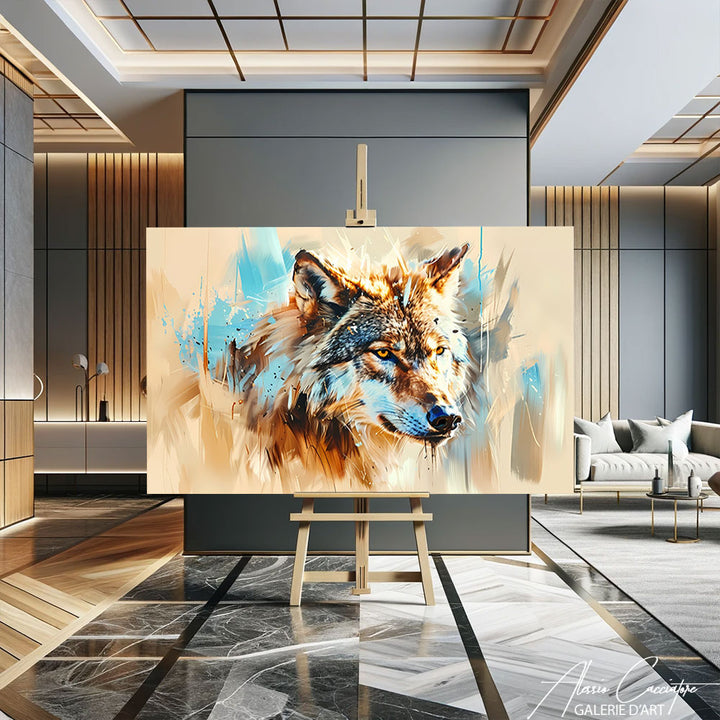 tableau loup peinture