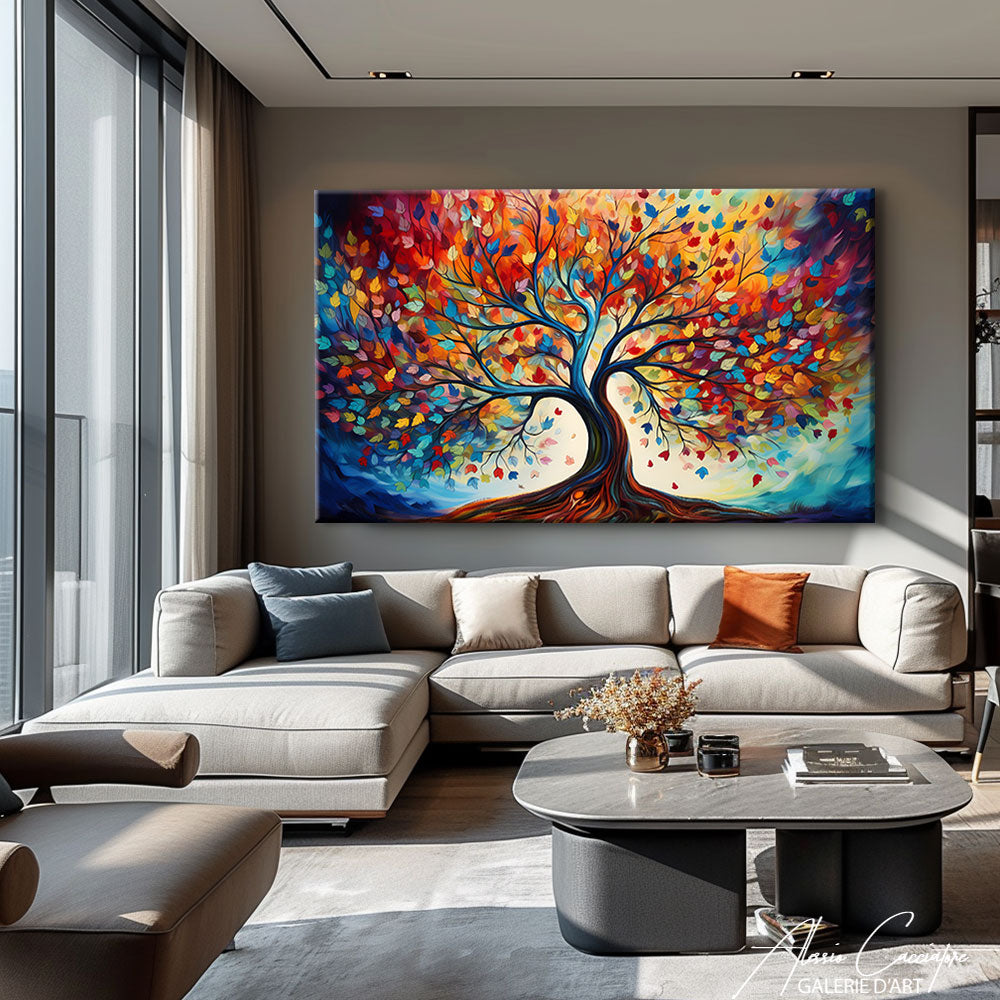 tableau arbre de vie multicolore