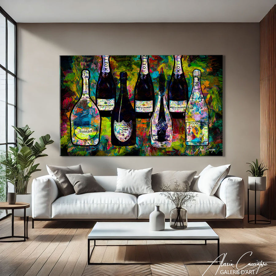 Tableau Bouteille de Champagne – mise en situation