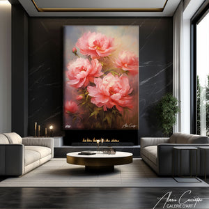 tableau pivoine rose