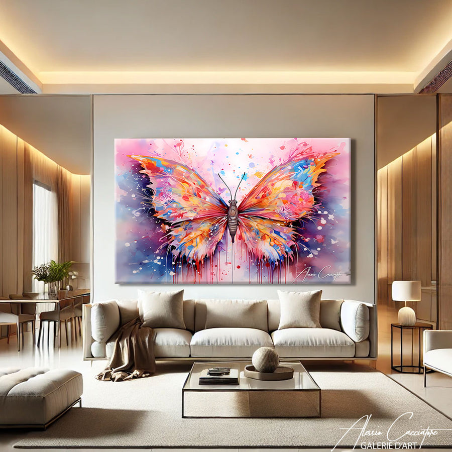 Tableau Aquarelle Papillon – mise en situation