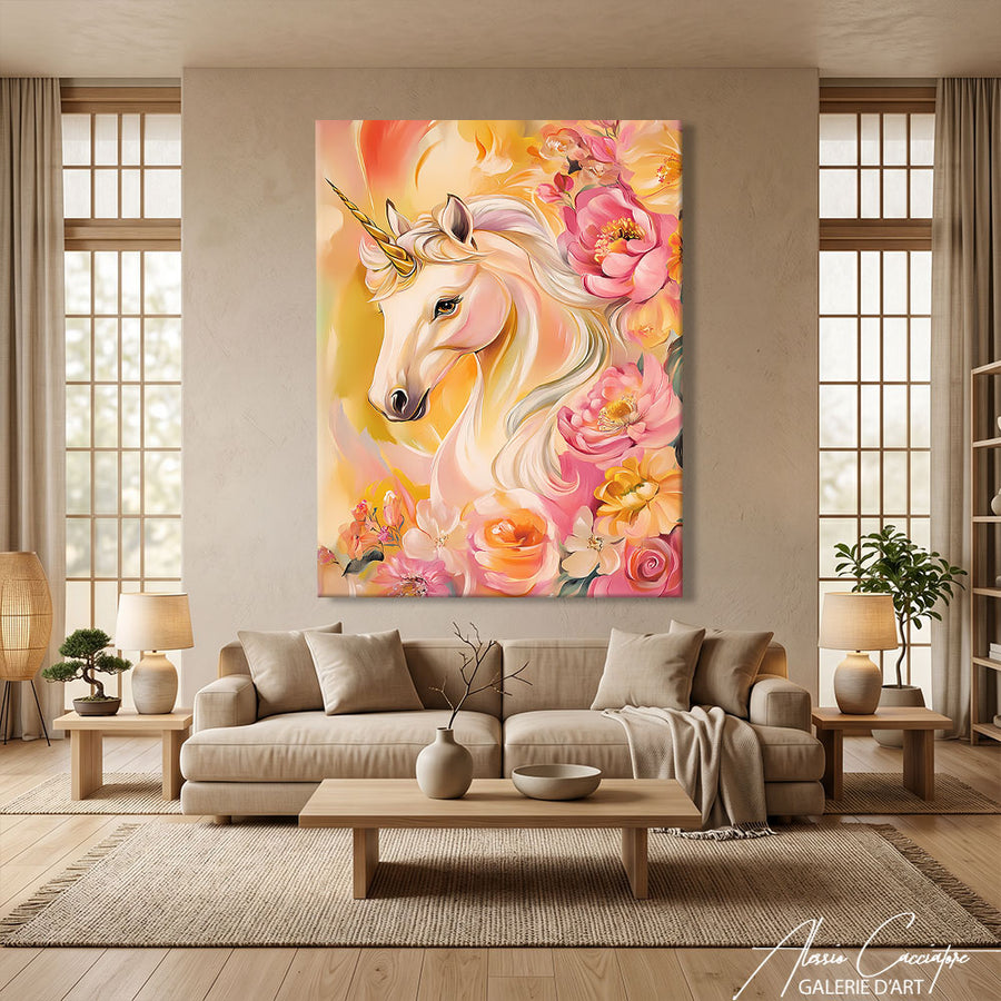 TABLEAU LICORNE COLORÉE – mise en situation