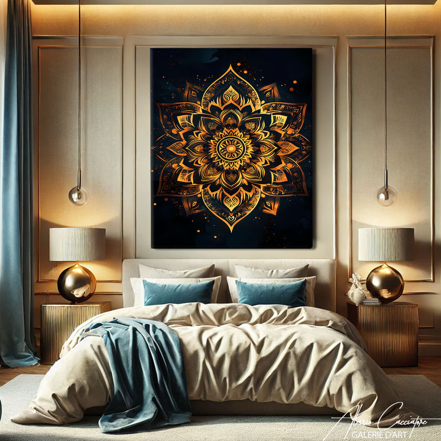 Tableau Mandala Noir – mise en situation