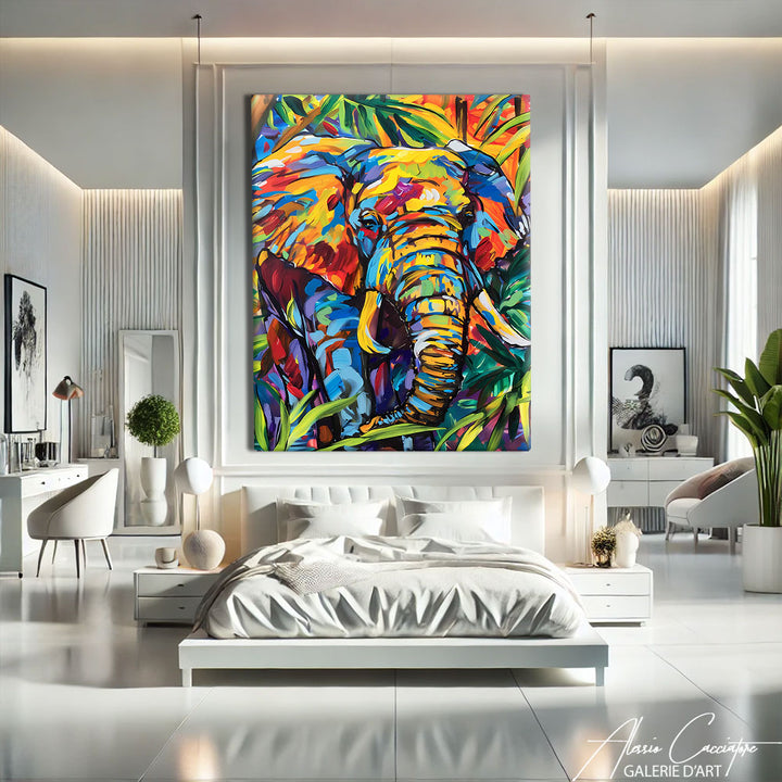 Tableau Éléphant colore
