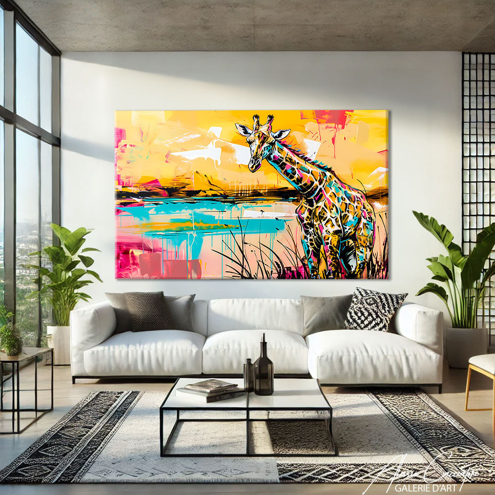 Tableau Girafe Coloré
