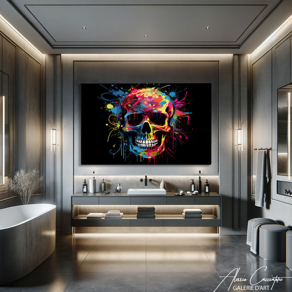 tableau tête de mort couleur