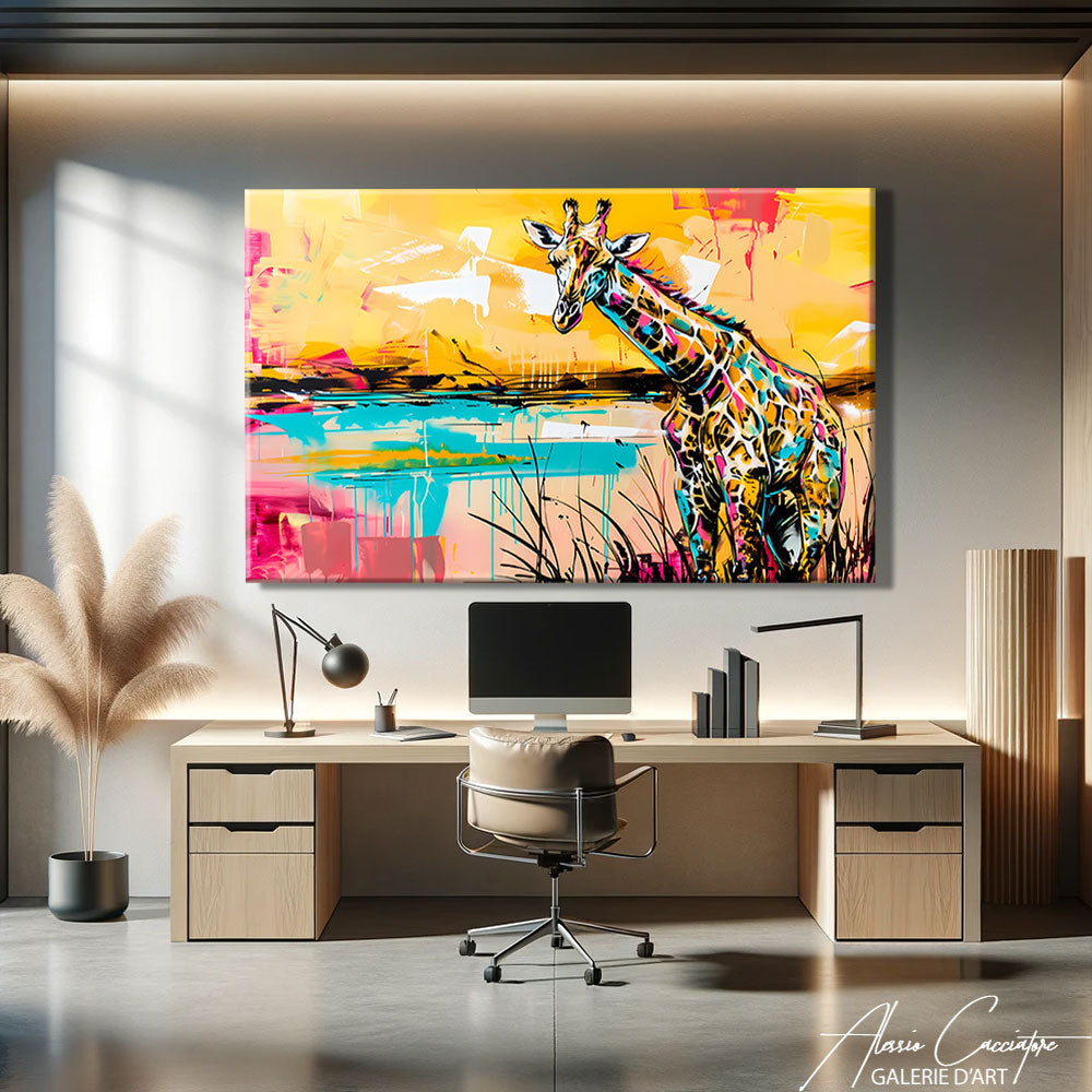 Cadre Girafe Coloré
