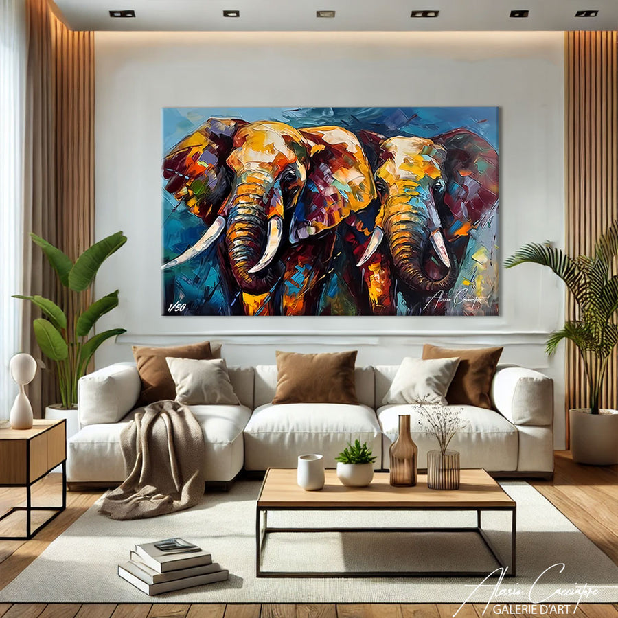 tableau éléphant couleur – mise en situation