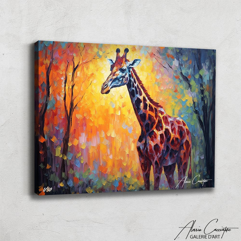 tableau girafe huile