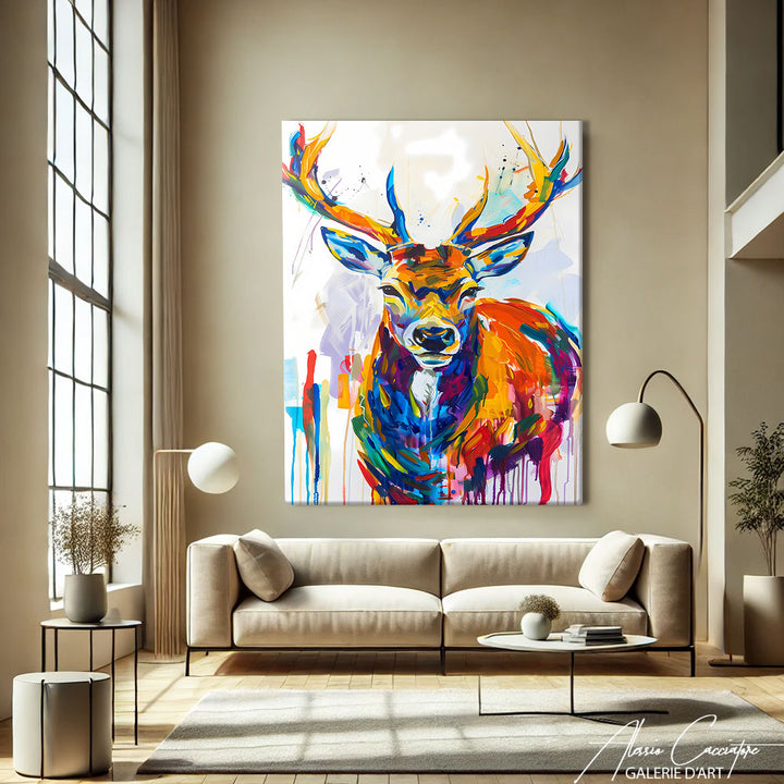 tableau cerf peinture