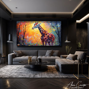 peinture huile girafe