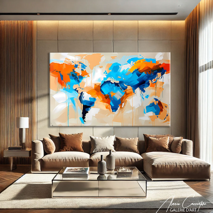Toile Carte du Monde – mise en situation