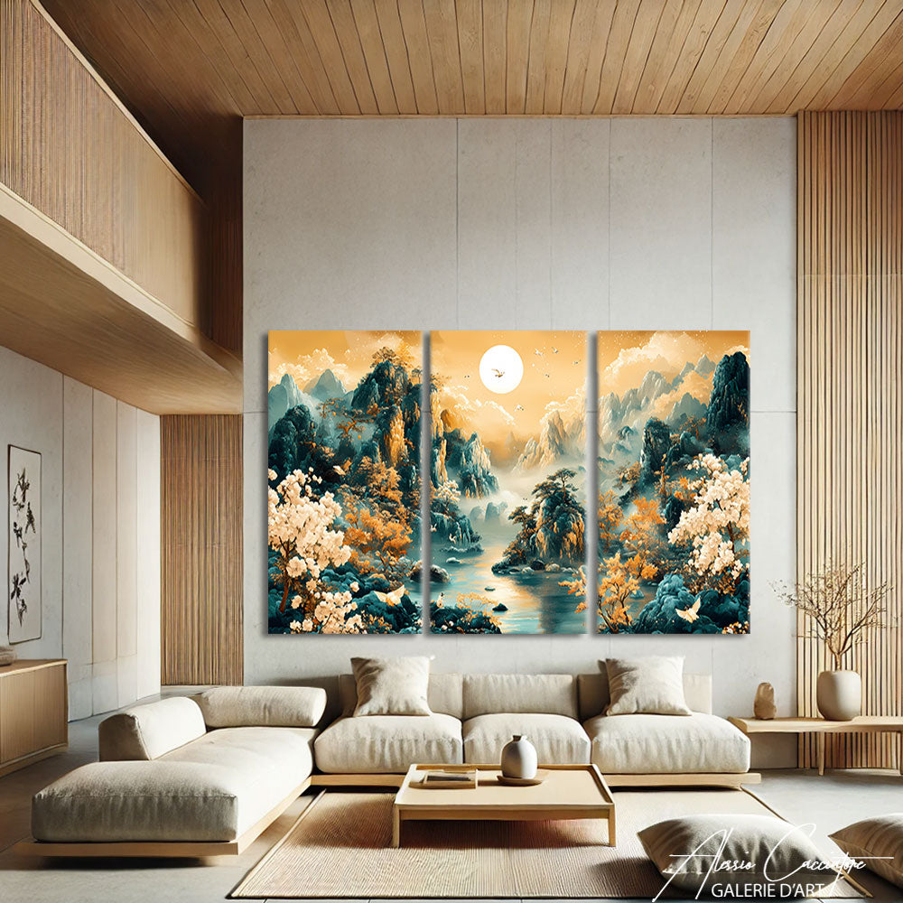 Tableau Triptyque Montagne Moderne