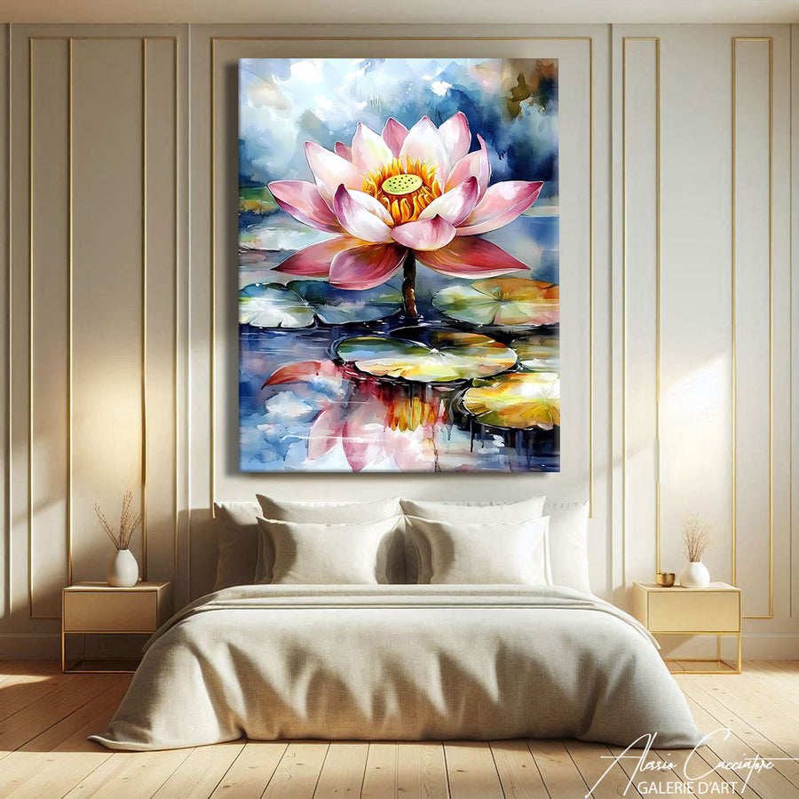 Tableau Lotus Abstrait – mise en situation