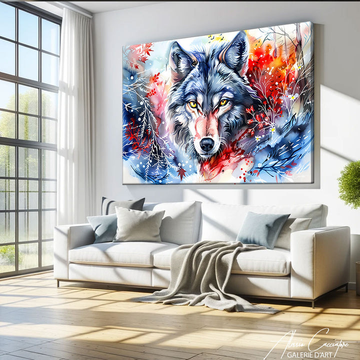 Tableau loup blanc