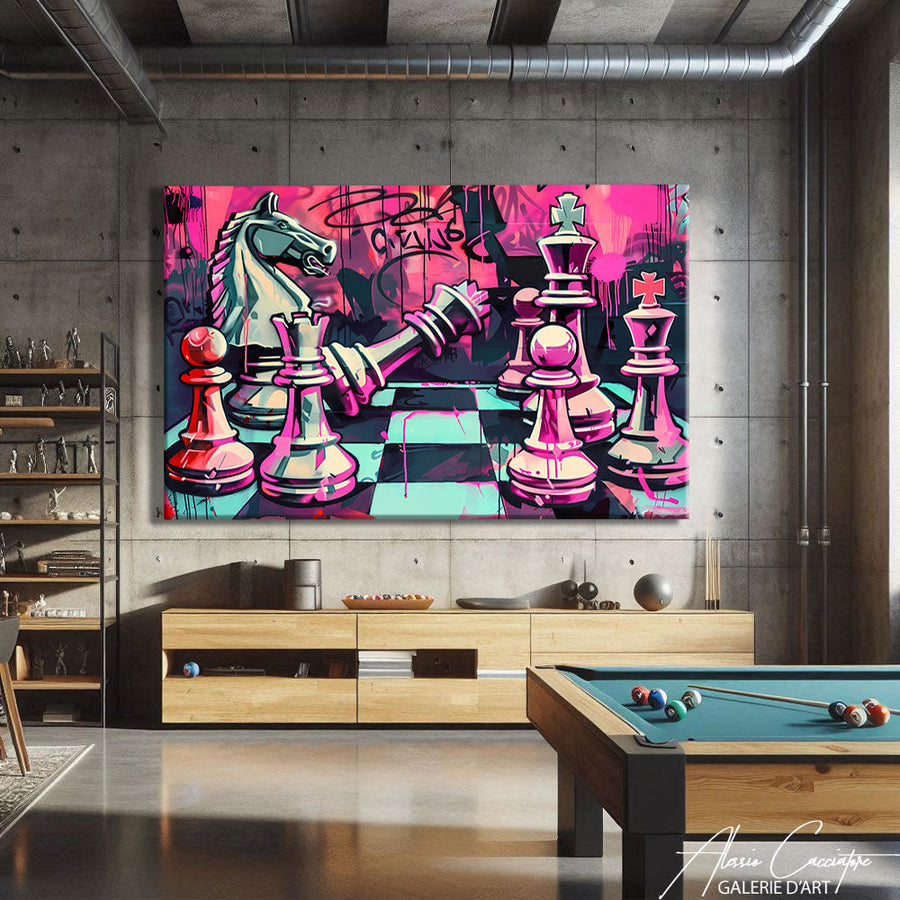 TABLEAU ÉCHECS COLORÉ Alessio Cacciatore – mise en situation